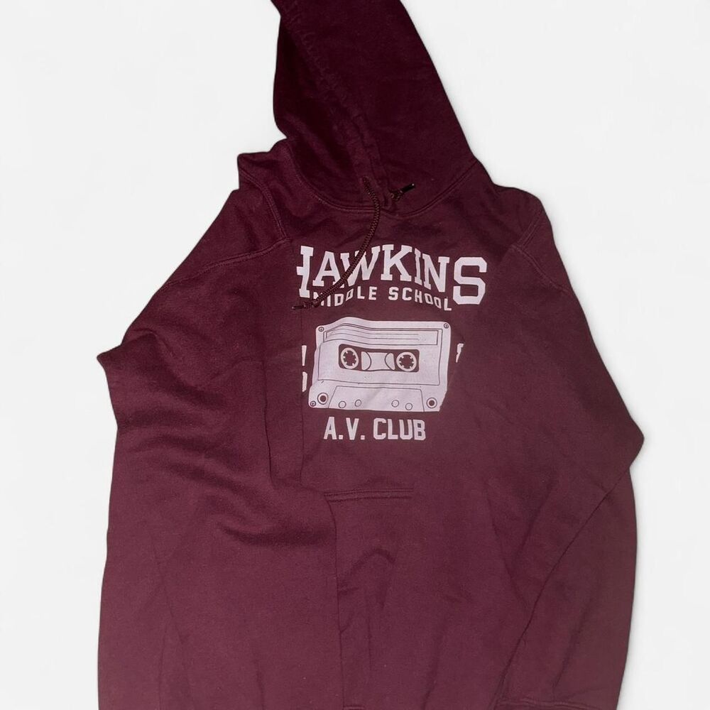 Burgundy and White Stranger Things Hoodie - Picture 4 of 6